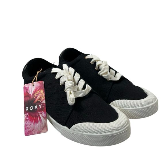 Roxy Pierview Black Canvas Lace Up Low Top Cushion Sneaker Size 9 New w/Tag NWOB - Picture 13 of 15